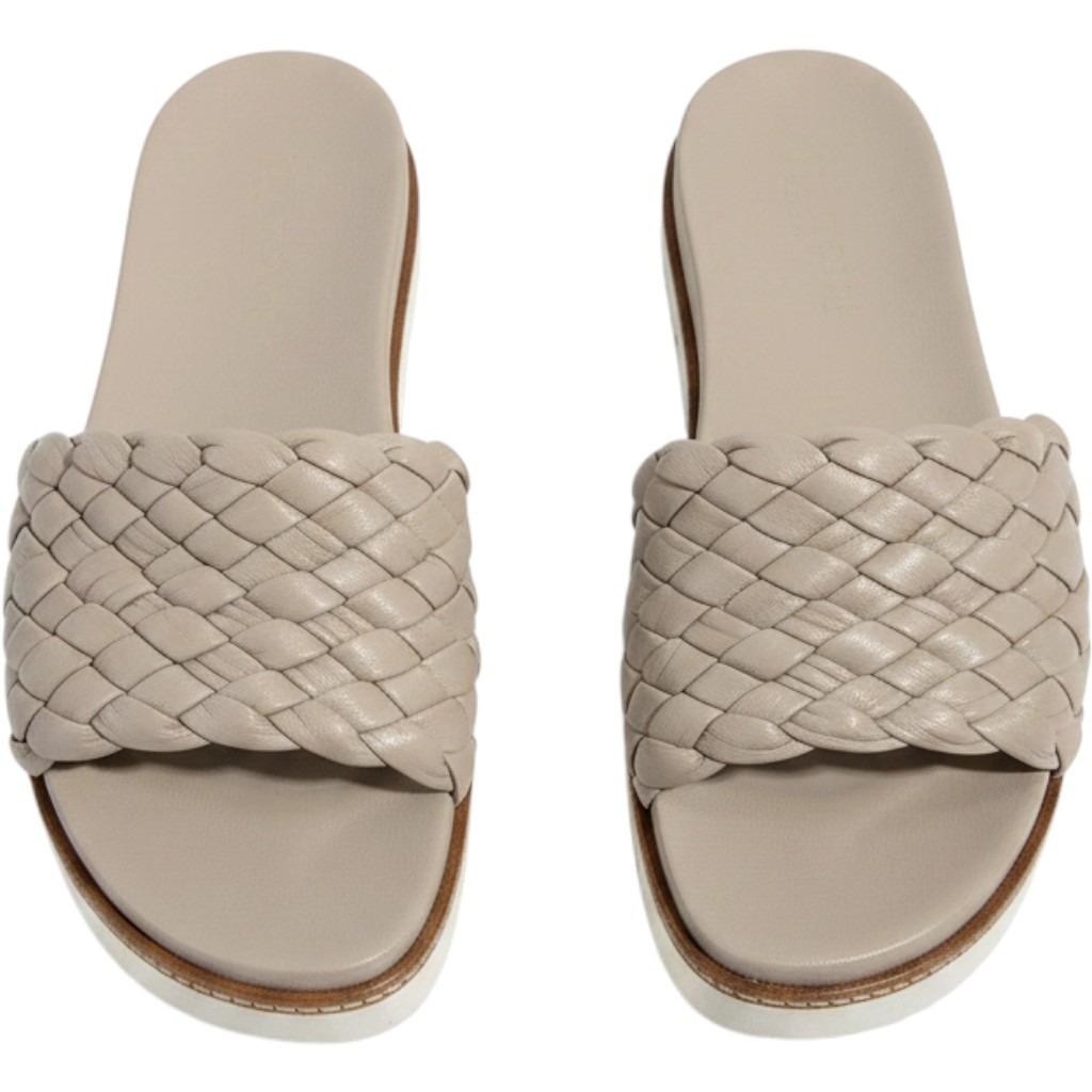 M.Gemi The Matilde Taupe Leather Braided Platform Slide Sandals Womens 39.5
